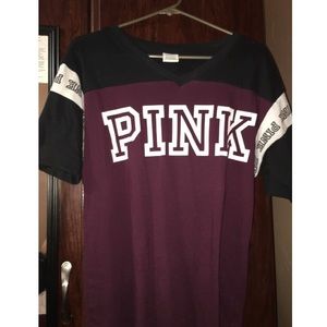 VS PINK maroon boyfriend shirt